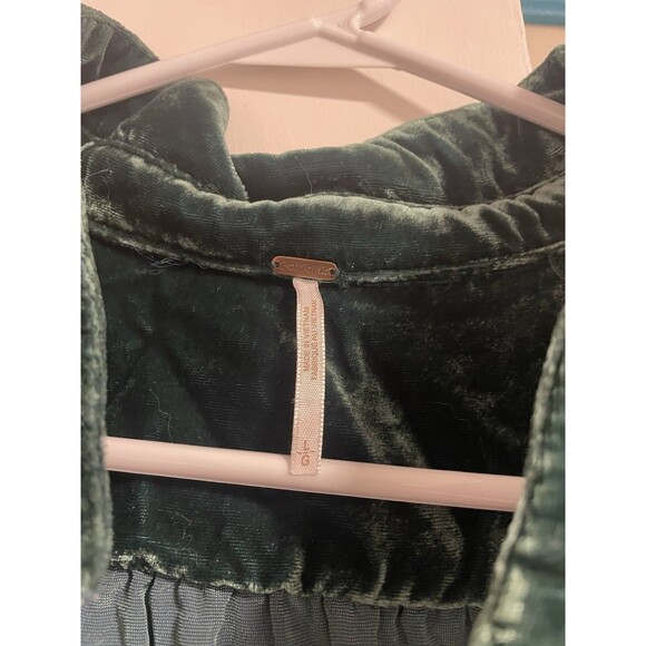 Free People Lux Velvet Shirtdress, Size L Collar with Buttons - Picture 4 of 8